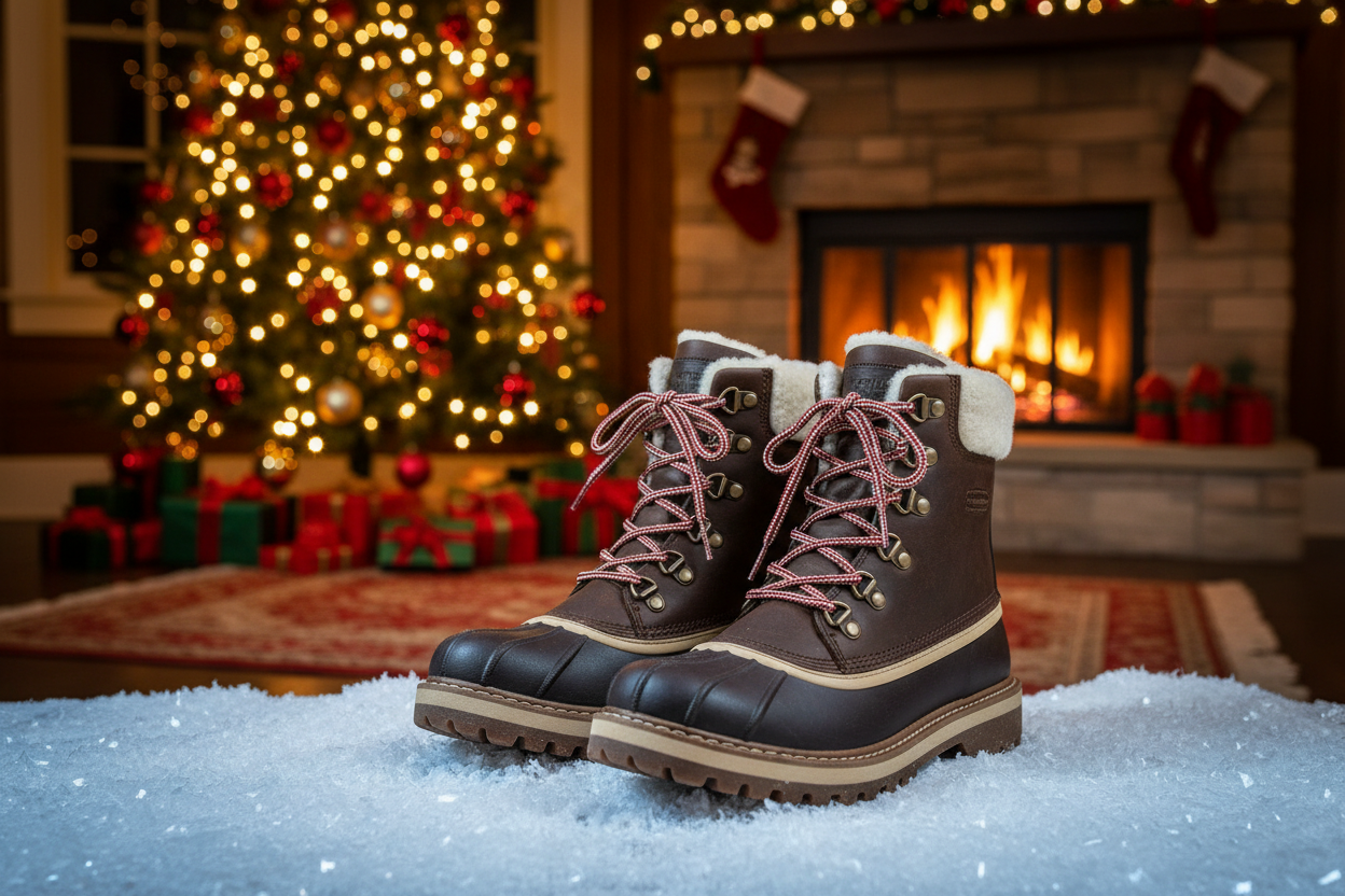 Arctic Walker, next to a Christmas tree, fireplace, or on a snow-dusted ground.